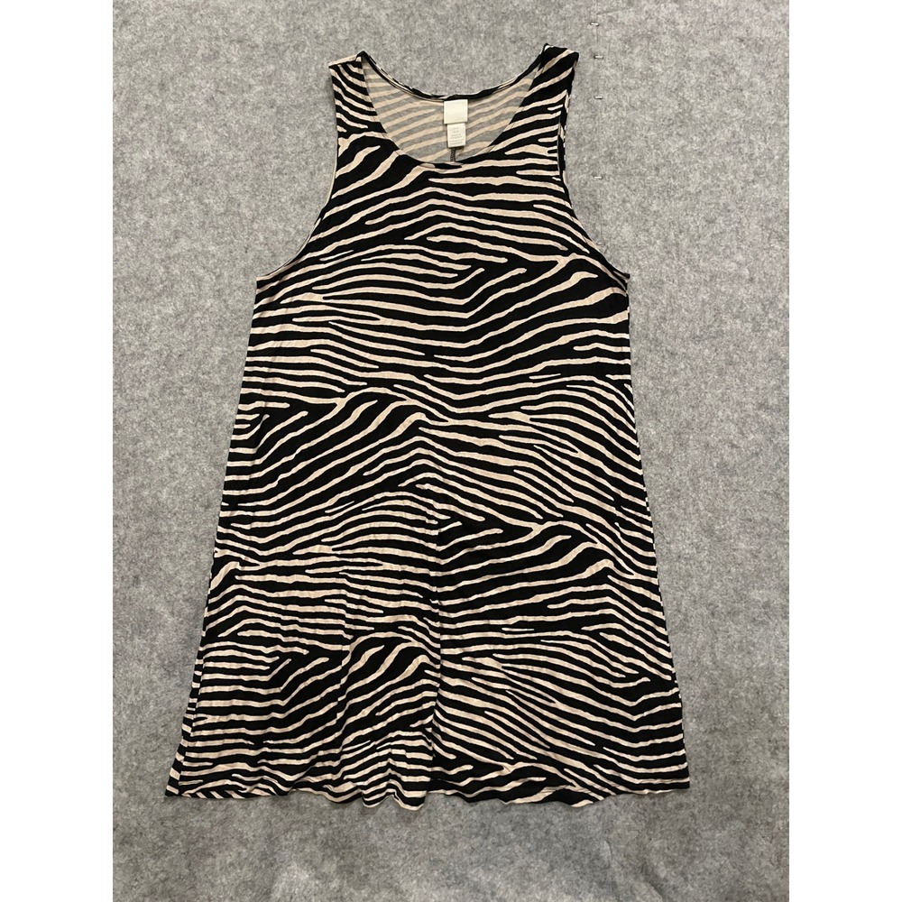 H&M Zebra Print Sleeveless Mini Dress Tan Black Womens Size Medium